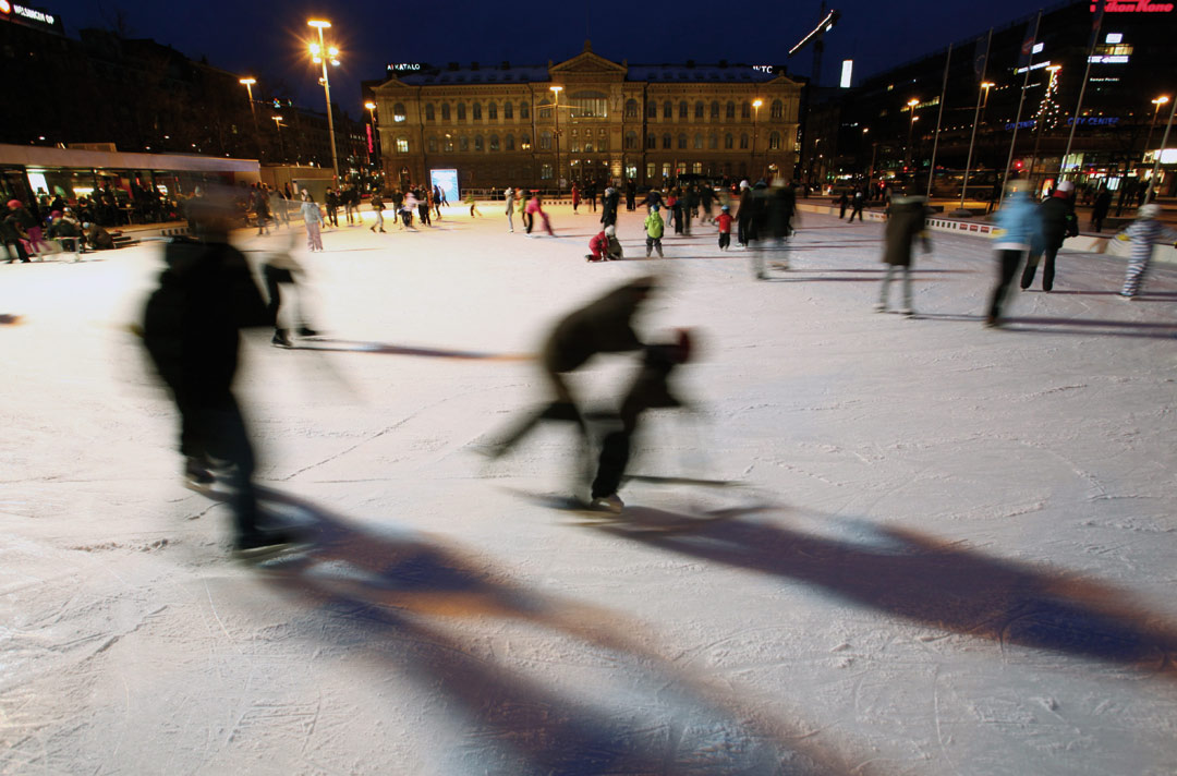 Ice skating in the heart of Helsinki.