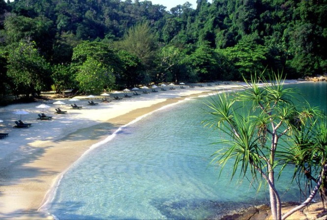 The beach in front of the resort.