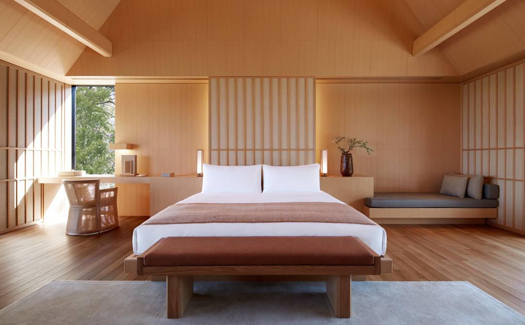 A villa bedroom at Amanemu.
