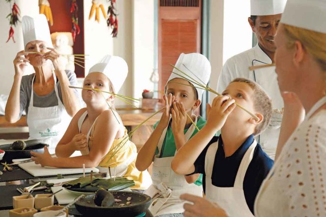 A cooking class at the Jiimba Club. Photo courtesy of Four Seasons Resort Bali at Jimbaran Bay. 