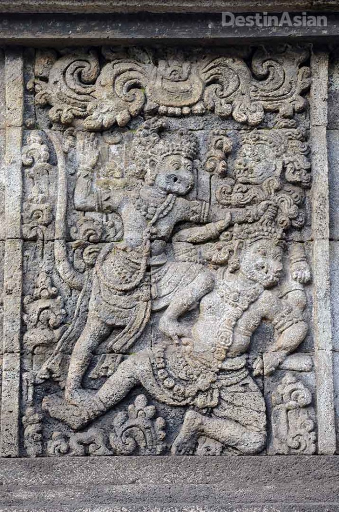 Hanoman as depicted on the Hindu temple of Penataran, constructed from the 12th to 15th centuries under the Majapahit Empire.