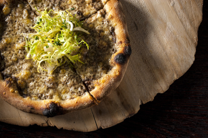 Black truffle and fontina cheese pizza 