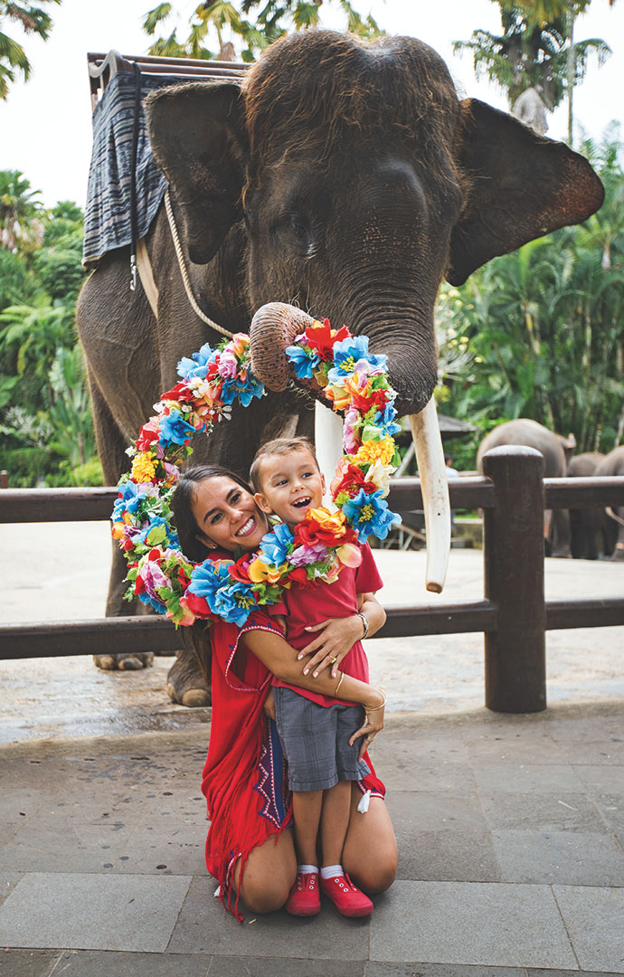 Having fun at Bali's Elephant Safari Park. Photo courtesy of Elephant Safari Park Bali. 