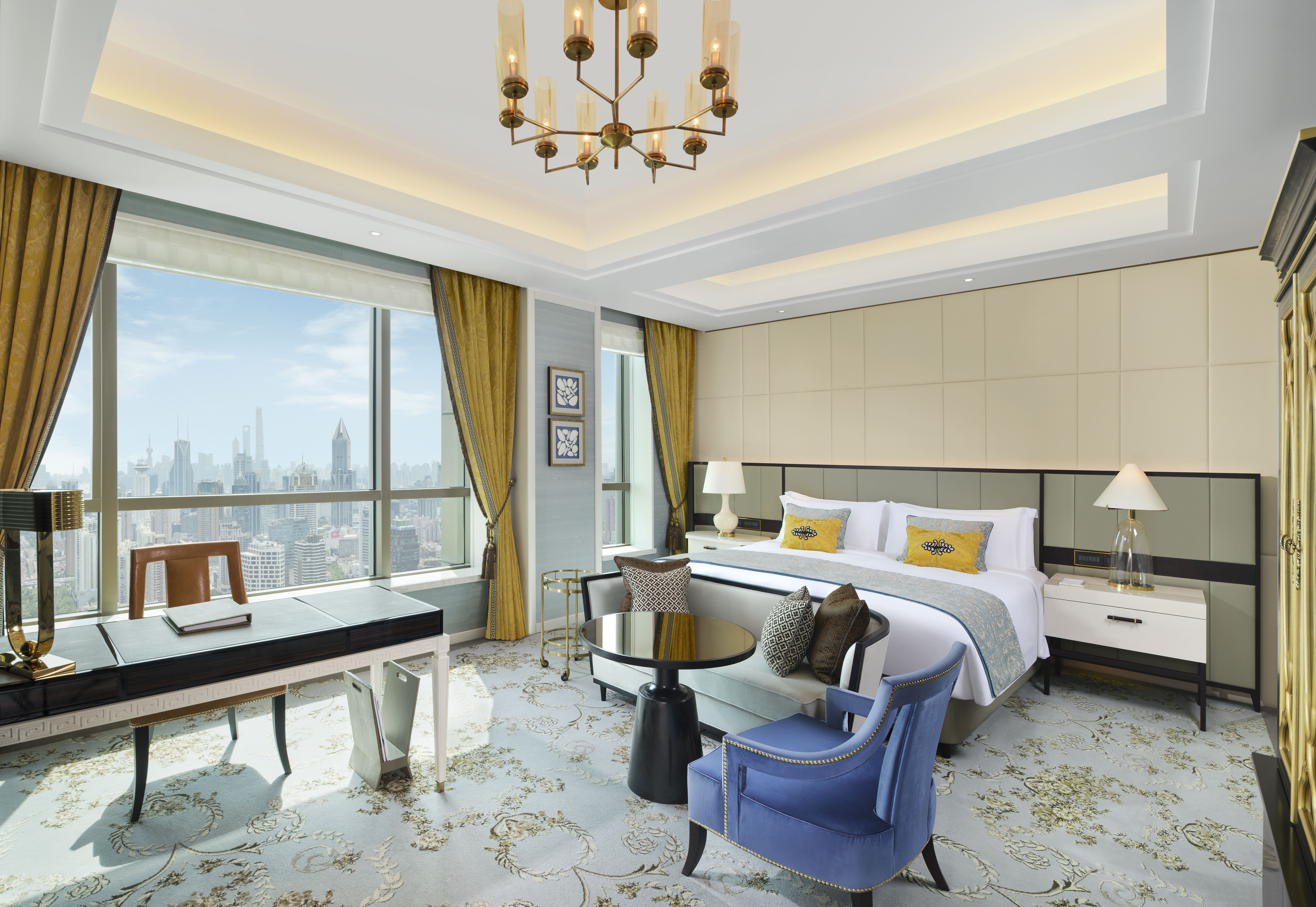 Inside one of the hotel's executive deluxe rooms boasting panoramic views of the city. 