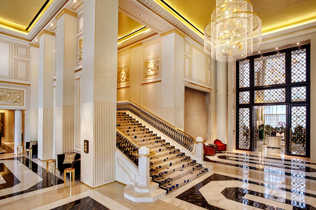 The Four Seasons' lobby and grand staircase.