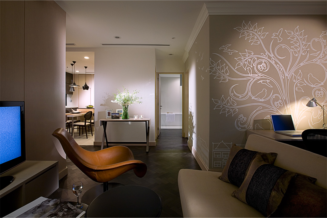 Inside a two-bedroom serviced residence at Fraser Suites Singapore