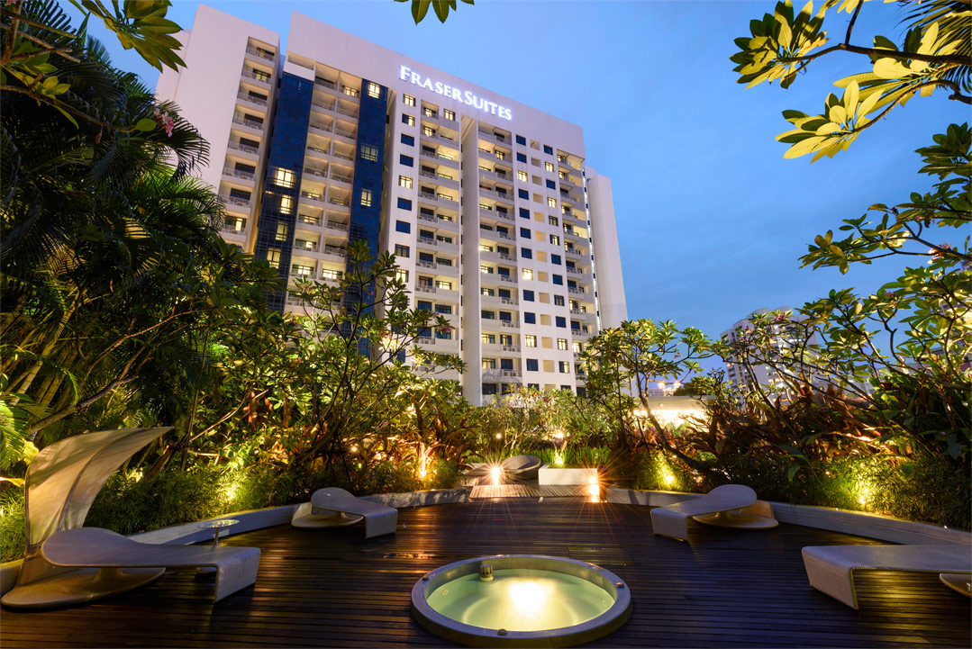 Fraser Suites Singapore from its rooftop relaxation garden