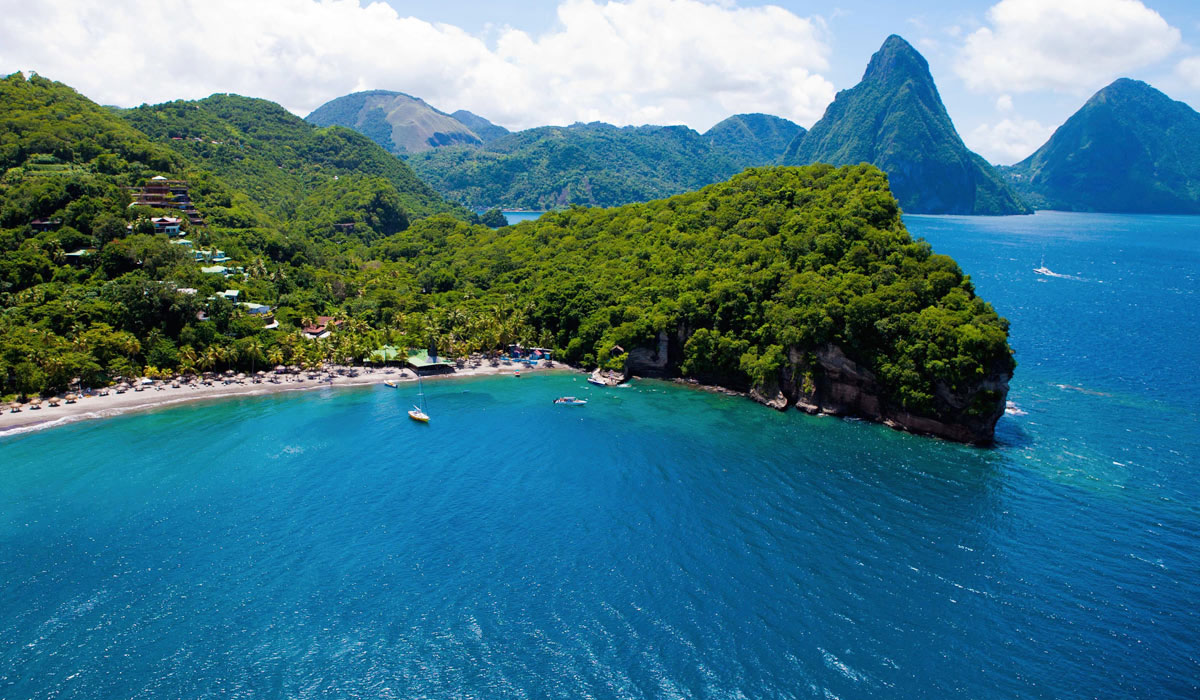 An overview of Jade Mountain resort, St. Lucia.