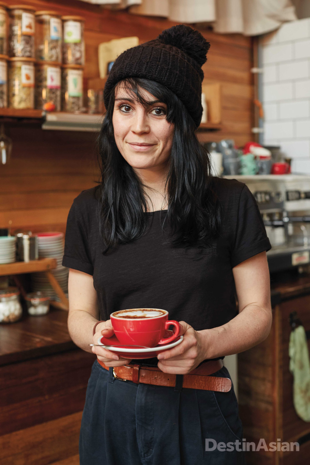 A barista at café and bar Barge House.