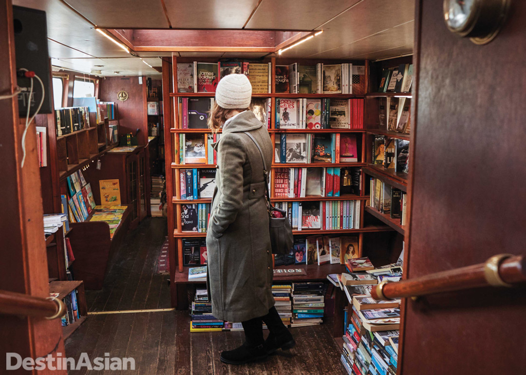 Browsing the bookshelves at Word on the Water.