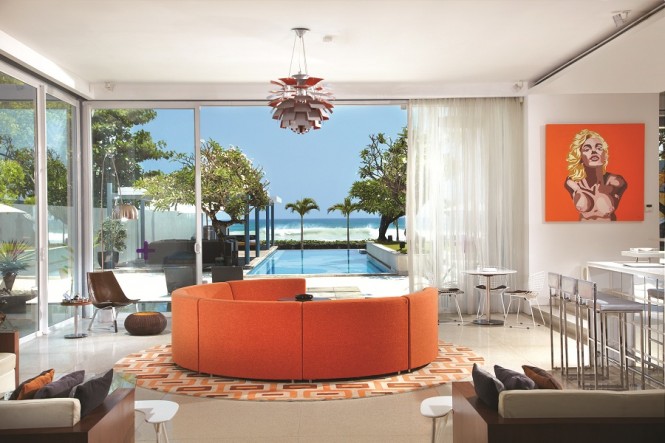 Pop art and custom furnishings give the house a unique retro flair.