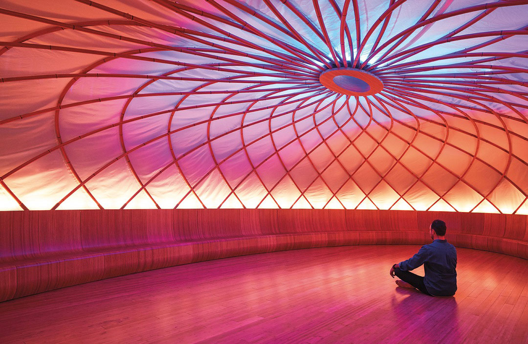 Inscape founder Khajak Keledjian meditating in the Dome room.