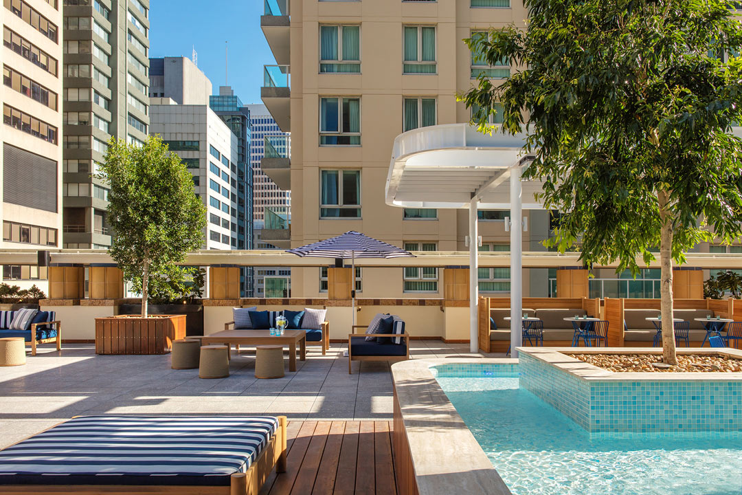 The rooftop pool at Primus Hotel Sydney.
