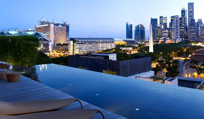 The pool at the Naumi Hotel in Singapore
