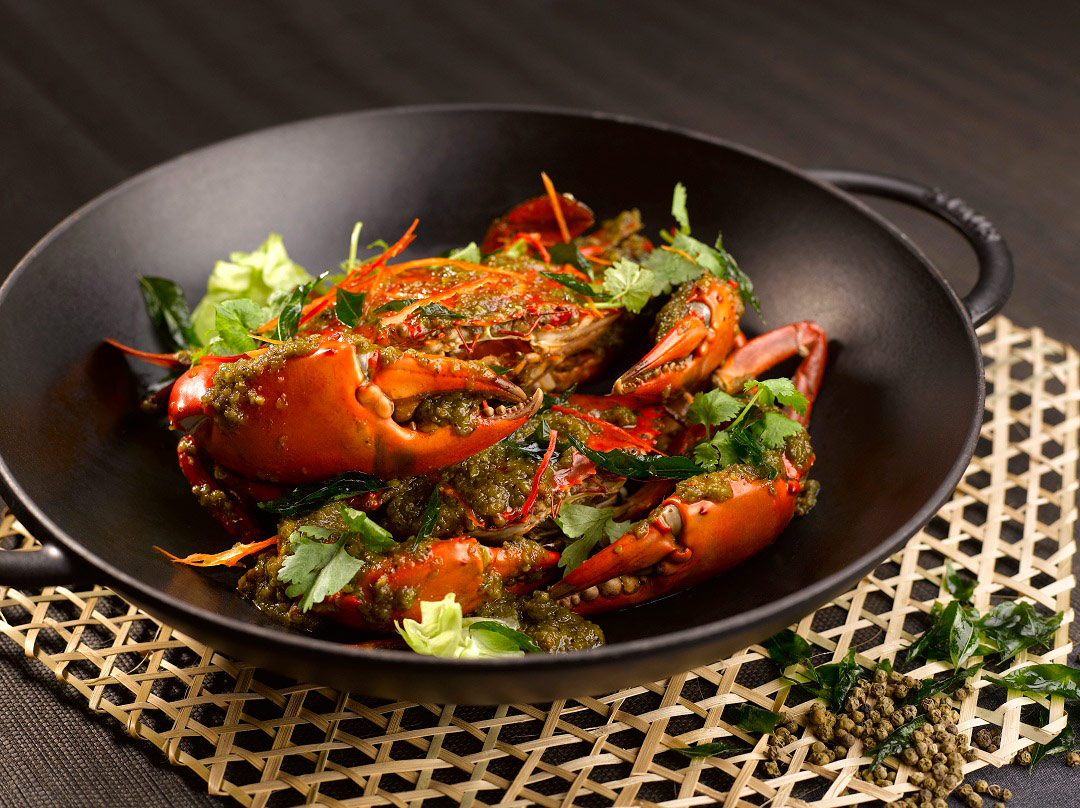 Pepper Crab at StraitsKitchen, one of five dining venues at Grand Hyatt Singapore.