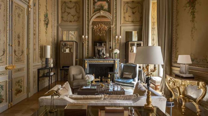 Suite Duc De Crillon's living room. All photos courtesy of the property.