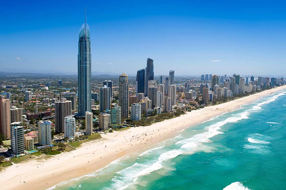 The coast of Surfer's Paradise in Gold Coast. 