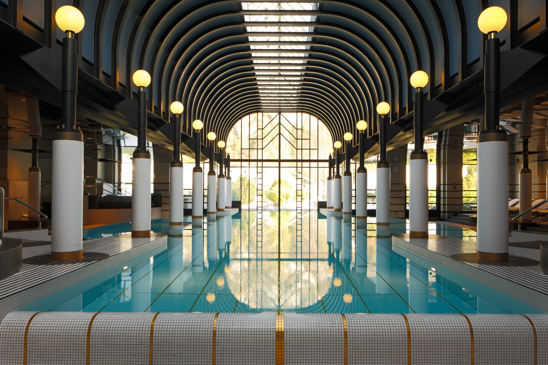 The pool area at the Victoria-Jungfrau Grand Hotel's Spa Nescens. 