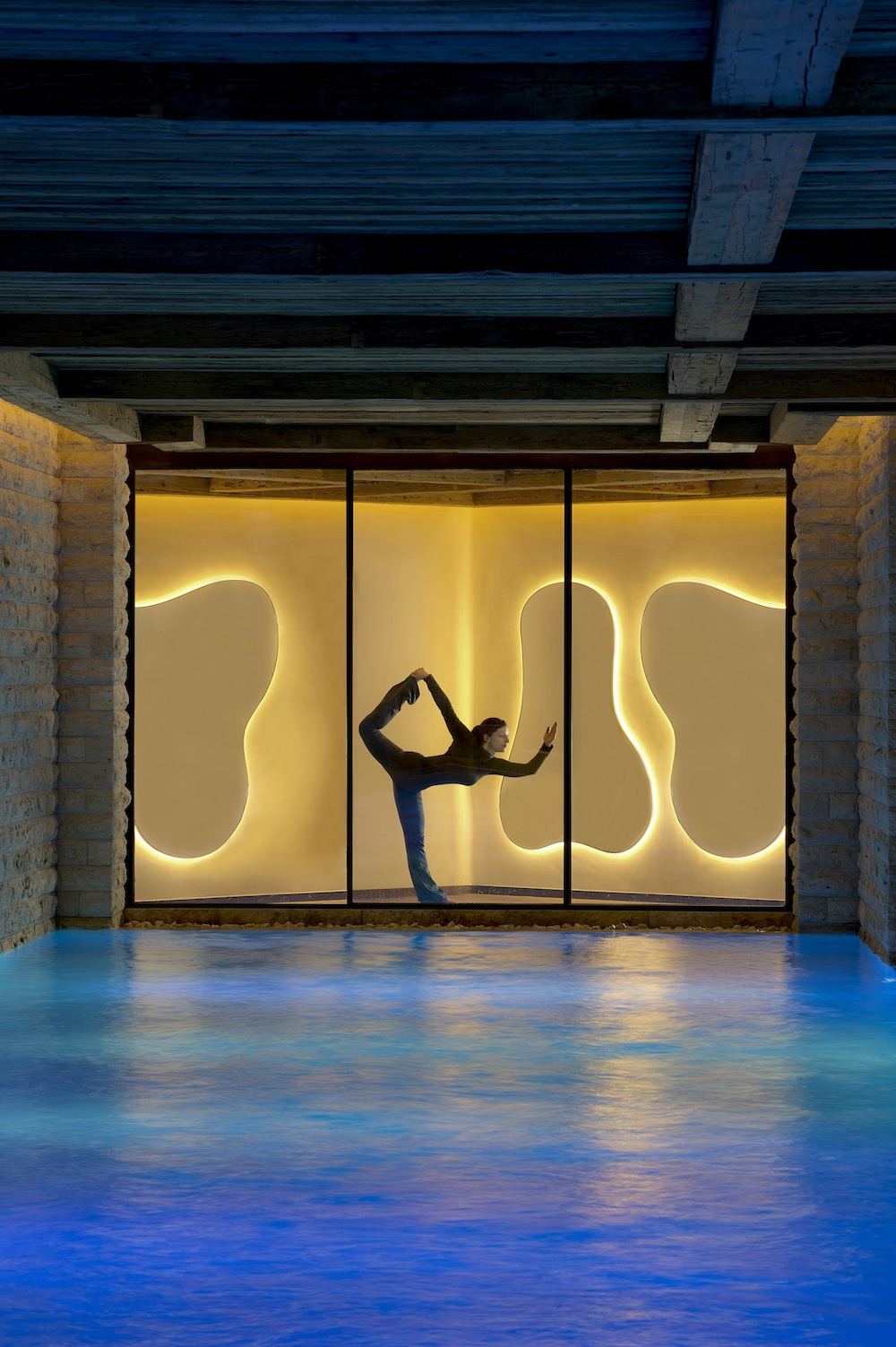 Striking a yoga pose at the Six Senses Spa in Gstaad. Photo by Six Senses. 