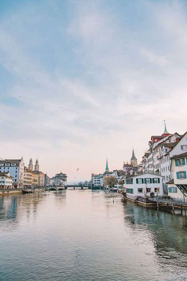 Evening on the Limmat River as it flows through Zurich's Old Town. All photos by Clara Tuma.