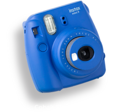 The camera in cobalt blue.