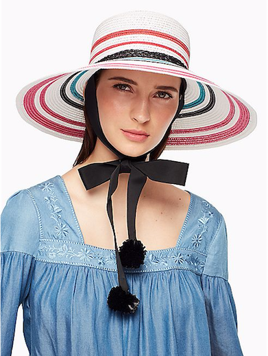 Kate Spade's multi-colored hat. 
