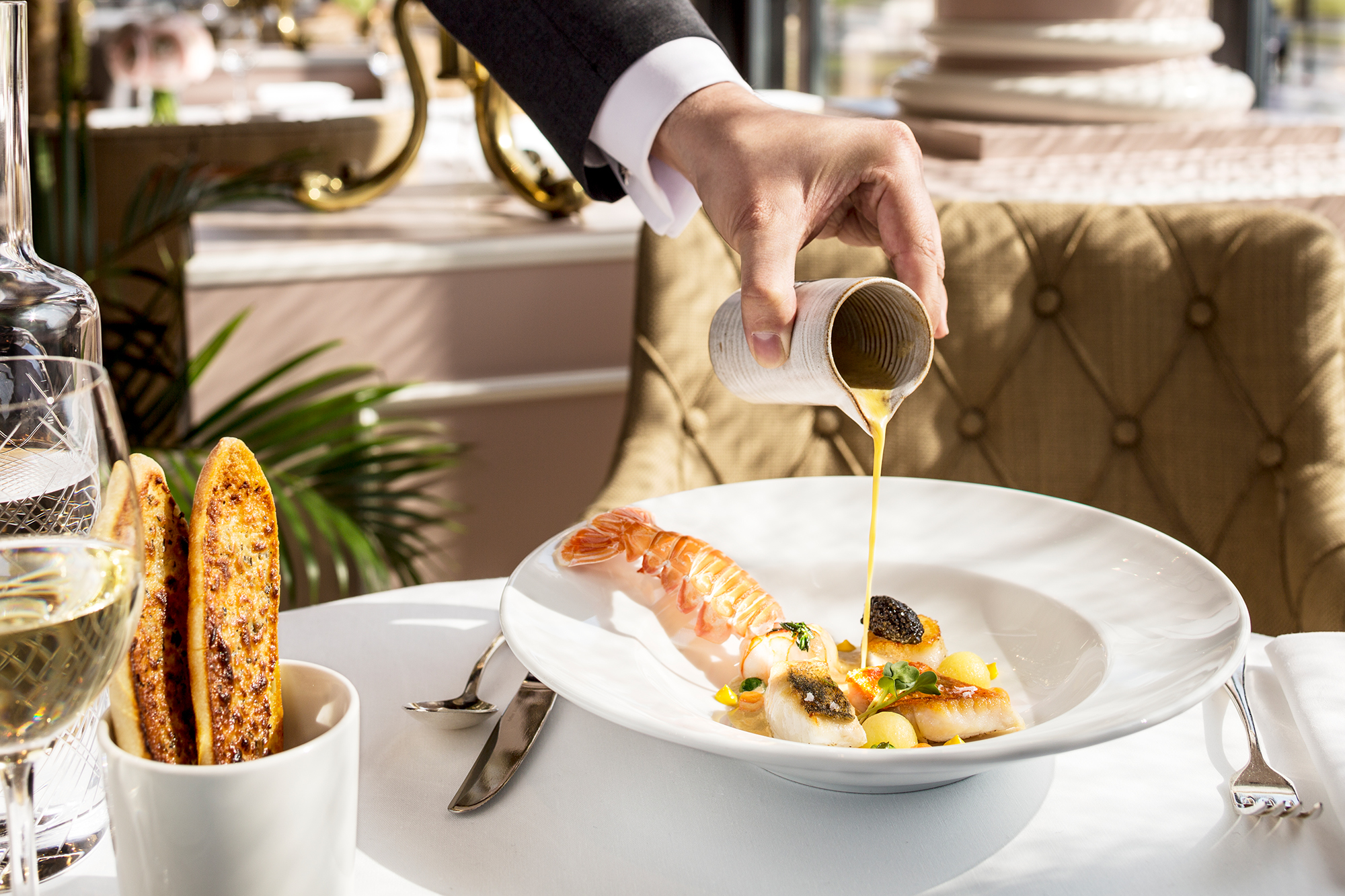 Mediterranean-inspired fare at the Victoria-Jungfrau Grand Hotel's La Terrasse restaurant.