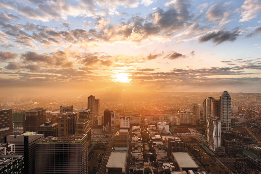 Sunrise over Bonifacio Global City, as seen from the new Shangri-La.
