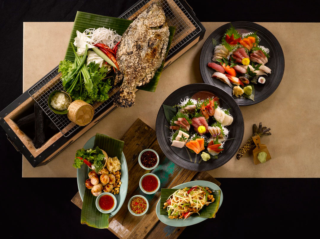 Diners at mezza9 can order both sushi and Thai cuisine.