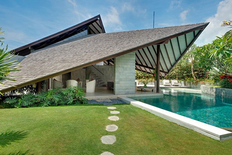 Sail-inspired roofs are a hallmark throughout the property.