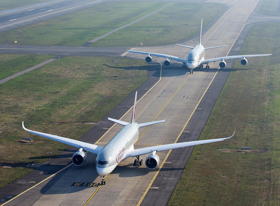 The world's first A350 XWB joins Qatar Airway's fleet in Doha. 