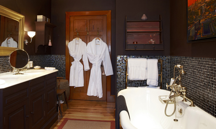 One of the lodge’s bathrooms with elegant design.