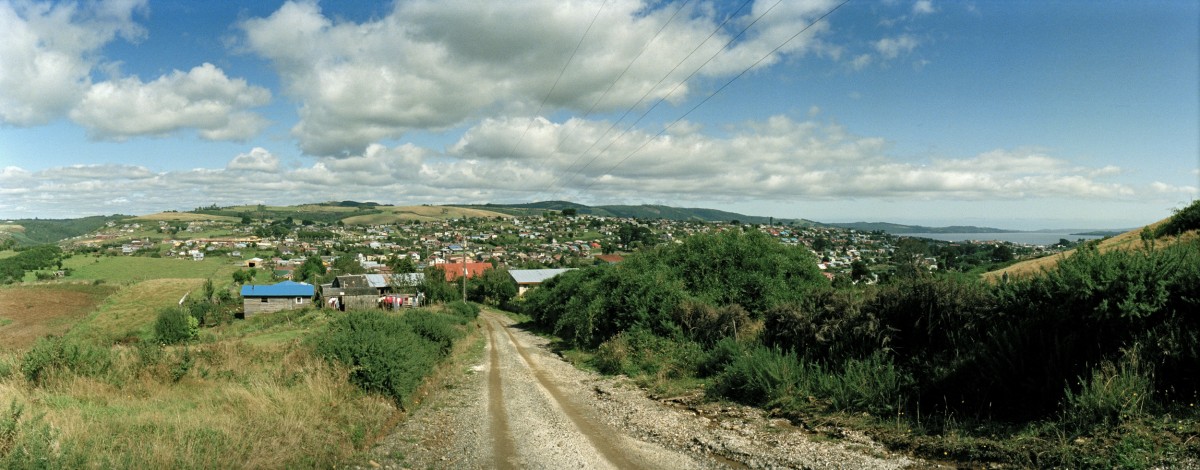 A road entering Ancud, town on Isla Grande, Chiloé.