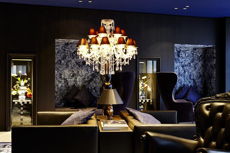 The darkly cool lounge at the Andaz Amsterdam Prinsengracht.