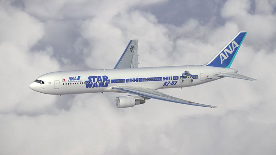 A side of the Star Wars ANA Jet that features the character R2-D2.