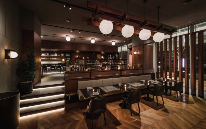 The lounge area at August has seating for couples.