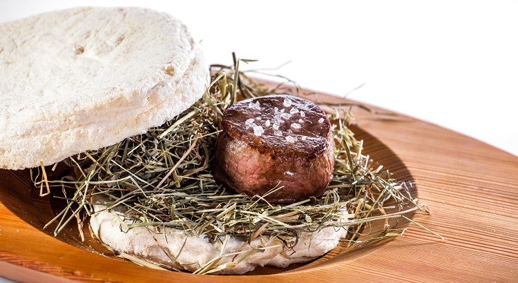 Beef fillet and celeriac cooked in hay and salt crust. 