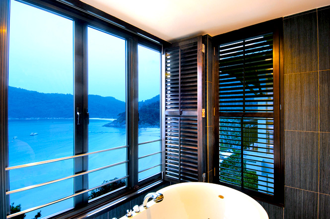A Bathroom With a View at The Berjaya Redang Beach Resort.