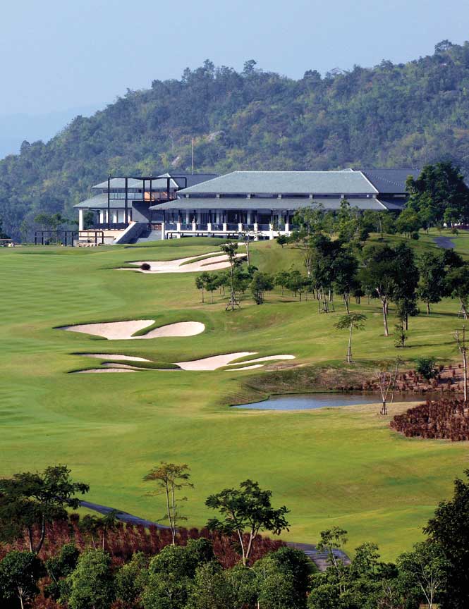 The 18th hole at Black Mountain Golf Club in Hua Hin, Thailand. 