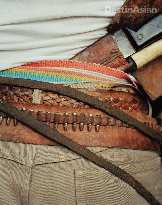 Razor-sharp hunting knives tucked in cowboys' belts.