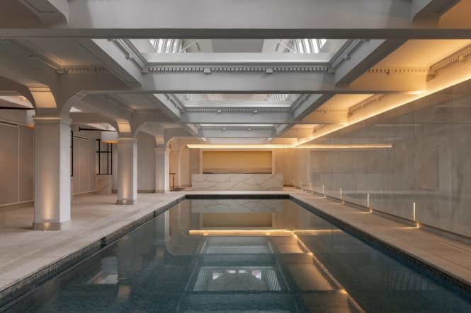 The skylighted indoor pool at Capella Sydney.