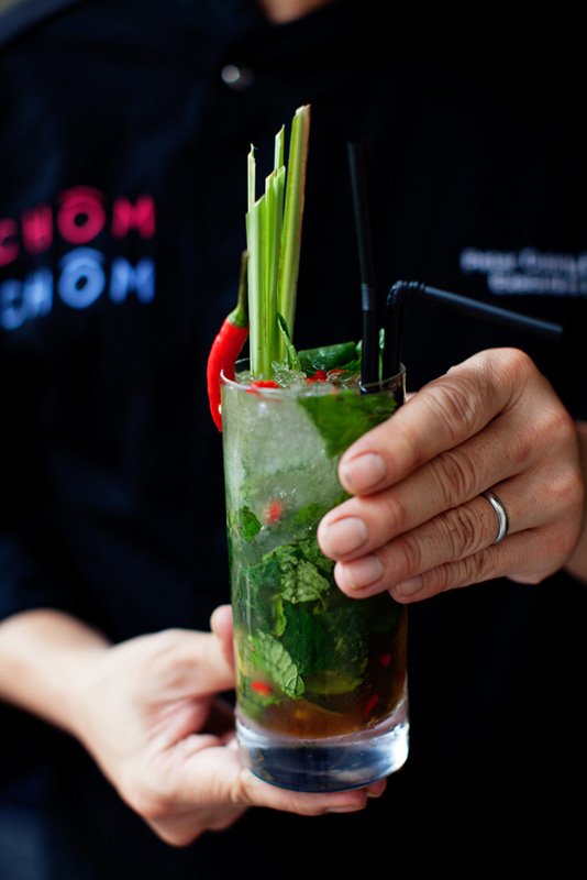Chom Chom's cheeky Vietnamese take on the mojito is its signature Pho-jito, which mixes Pampero Blanco rum with lemongrass syrup, lime juice, and Thai basil.