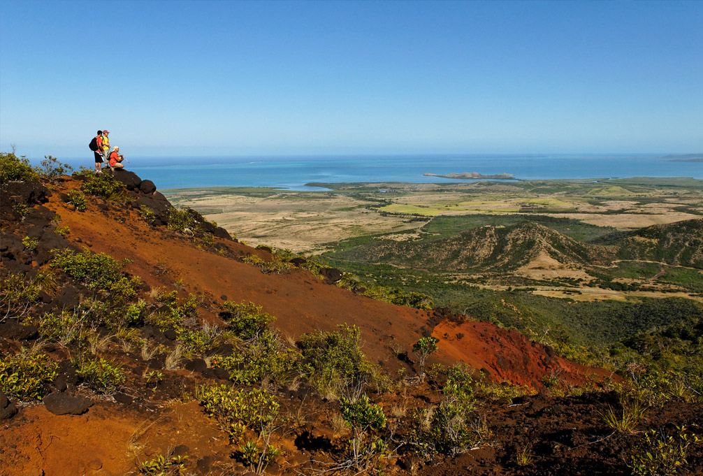 Taking in the views of the main island's west coast from a vantage point along the Grande Randonnée trail.
