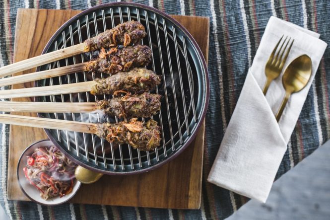 Sate lilit bangkal, a Balinese specialty, at Kaum.