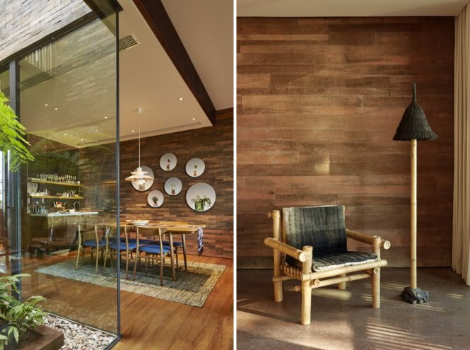 Left to right: The dining area in the Rooftop and Katamama Suites are practically identical; upcycled furniture at Potato Head Studios.
