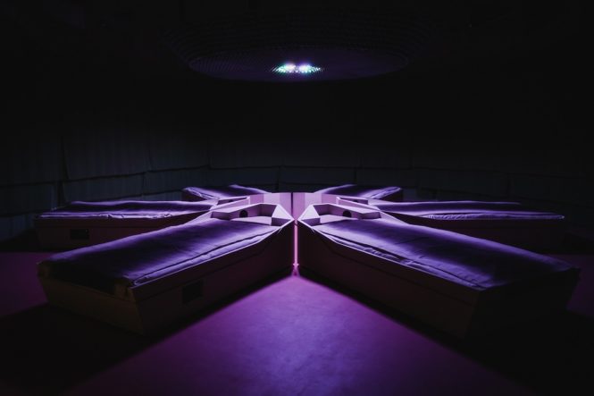 Multi-sensory beds at Sistrum, inside the Sanctuary wellness space.