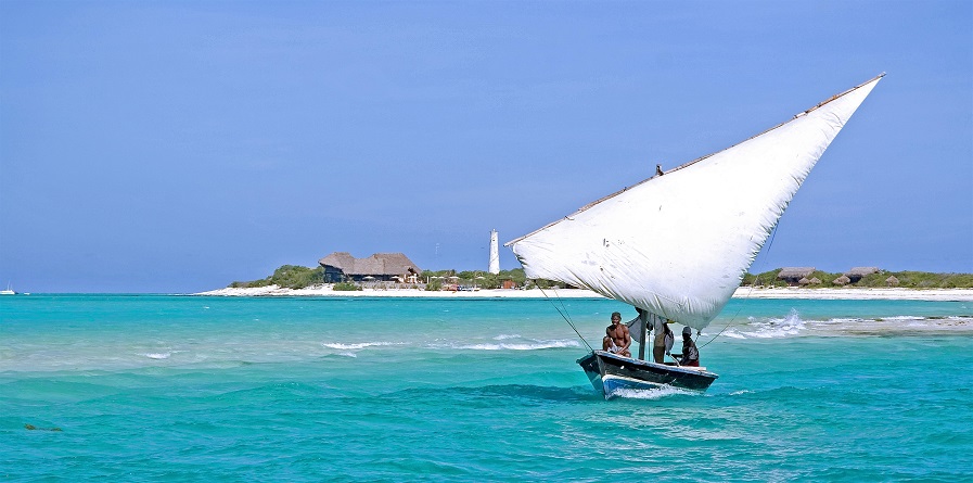 Traditional dhow sailing boats take guests to nearby islands for picnics.