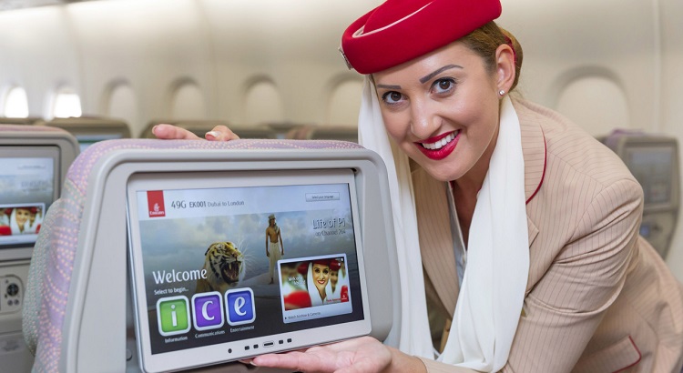 Emirates's  in flight entertainment system carries hundreds of movies, TV box sets, and thousands of music.