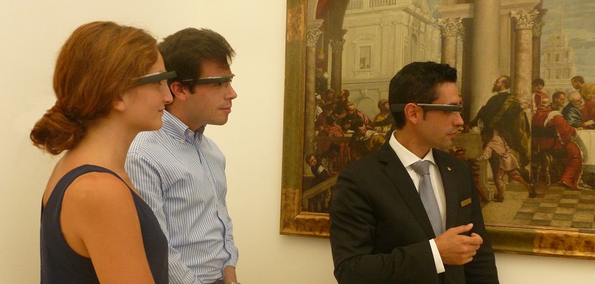 Guests use Google Glass to tour Abadia's art collection.