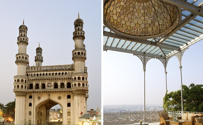 Presiding over a busy intersection in the old city, the 16th-century Charminar is Hyderabad’s most iconic monument